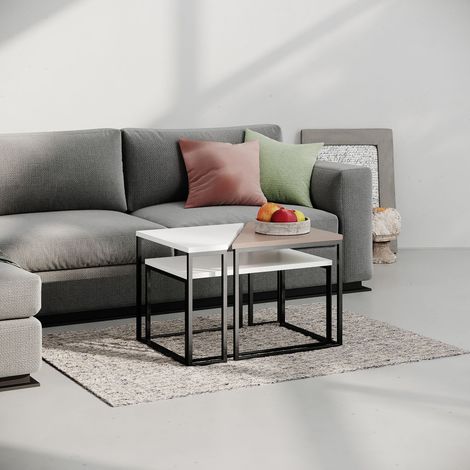 Decortie Ohlady Modern Coffee Table Multipurpose H 41.8cm - White / Mocha Grey (1/4)