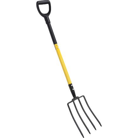 Fourche à bêcher polyvalente à 4 dents avec poignée en Y de 46 pouces pour le jardinage, le bêchage et le compostage. (1/5)