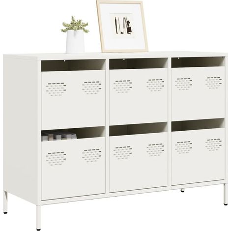 Sideboard Weiß 101,5x39x73,5 cm Kaltgewalzter Stahl