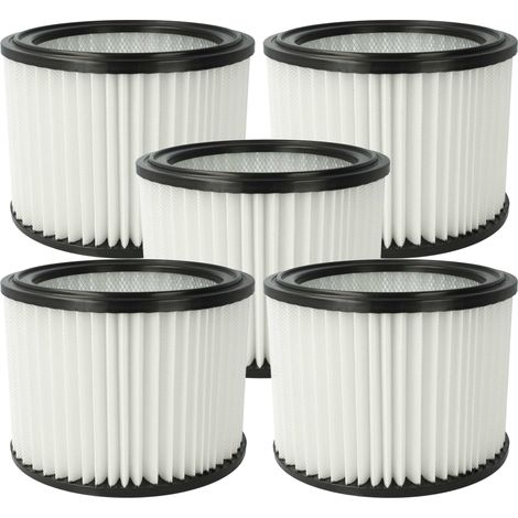 vhbw 5x Filterelement kompatibel mit Nilfisk Multi II 50, II 30 T Inox VSC Nass-/Trockensauger - Feinstaubfilter, Mikrovlies / Kunststoff
