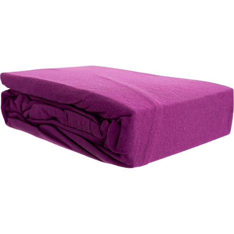 Jersey Spannbettlaken 100% Baumwolle 180-200x200 cm + 25 cm Rundumgummizug Lila (1/5)