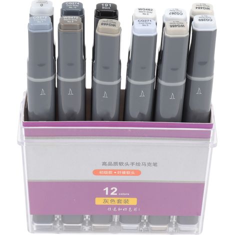 Lot de 12 marqueurs double pointe peinture acrylique écologique, sûr, large utilisation (1/5)