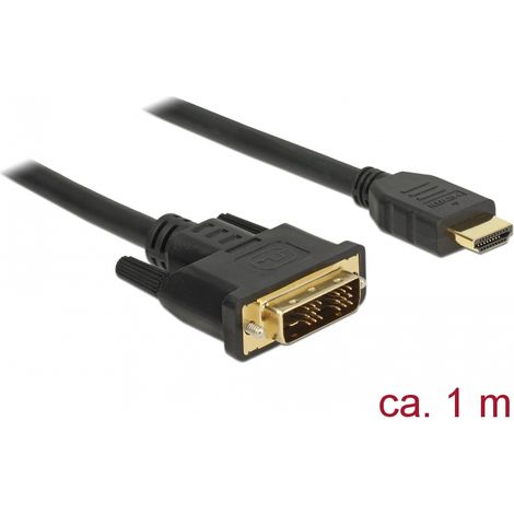 Delock Cable HDMI  a DVI 18+1 macho de 1 m negro