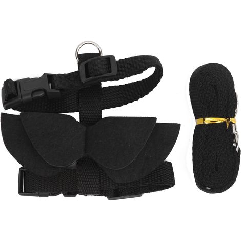 Harnais Pour Lapin - Design Ailes Nylon Noir - Promenade Sécurisée Extérieur - Ensemble Avec Laisse (1/5)