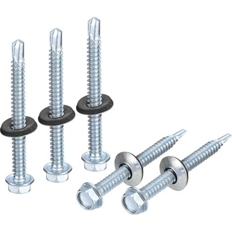 200Pcs 14X2-1/2" Vis Autoforeuses avec Joint en Caoutchouc (1/5)