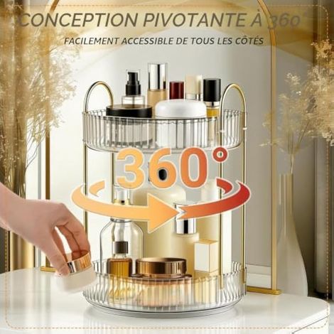 Organiseur de Maquillage rotatif à 360° Organiseur de Coiffeuse (1/3)