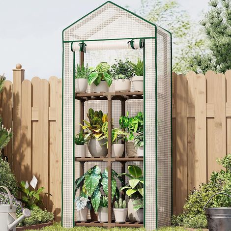 Garden Greenhouse Mini 3 Tier Portable Greenhouse with PE Cover and Eucalyptus Frame for Balcony Terrace Winter Protection (1/5)