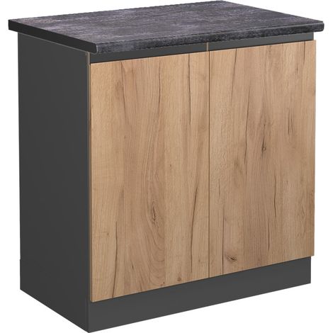 Mobile lavello cucina R-Line, Quercia dorata, 80 cm , PL Antracite, Vicco