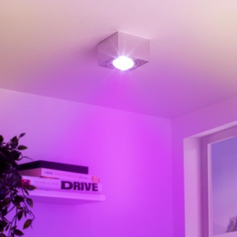 Flacher Aufbaustrahler eckig schwenkbar Deckenleuchte - Farbe: Alu-gebürstet - LED Leuchtmittel: 5W RGB+CCT 230V dimmbar 60° (1/5)