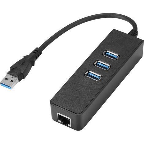 Adaptador Ethernet Gigabit Ahlsen de 3 puertos USB 3.0 a RJ45, 10/100/1000 Mbps, para MacBook, Surface Pro y Chromebook.