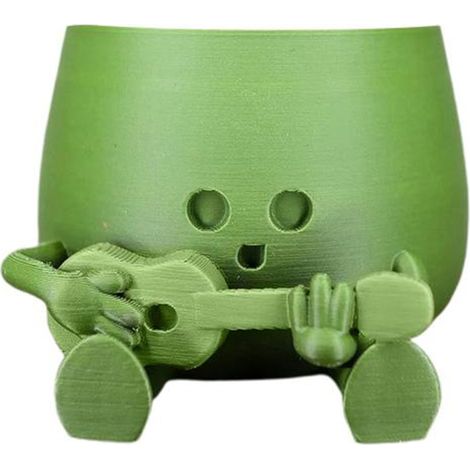1 pot de fleurs en résine, pot de fleurs amusant 9,28 x 7,8 x 5,7 cm, pot de fleurs en forme de guitare avec trous de drainage (sans plantes) (1/5)