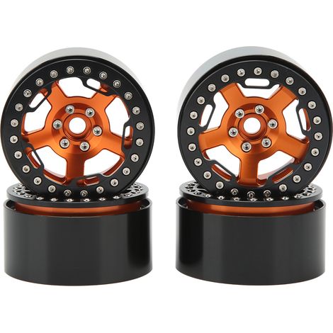 moyeux de roue universels de 2,2 pouces, usinés CNC, en alliage d'aluminium haute résistance à l'usure, pour voitures RC 1/10, couleur orange. (1/5)