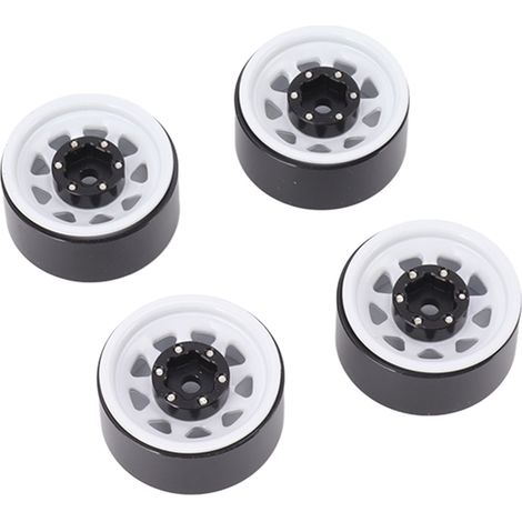 Lot de 4 jantes Beadlock à gorge profonde de 2,5 cm (1 pouce), universelles pour carrosserie de véhicules tout-terrain et voitures radiocommandées Traxxas, avec vis, blanches. (1/5)