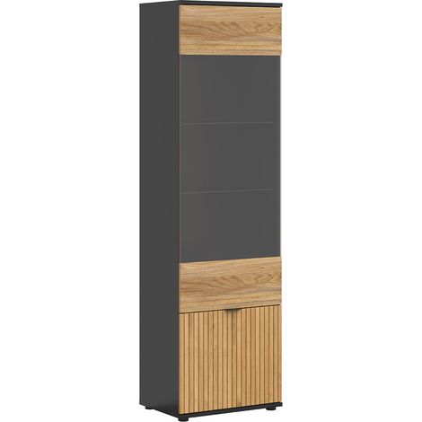 Vitrine 2 portes Pia Noir et Bois (1/5)