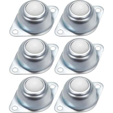 Ruote con cuscinetti a sfera per mobili, rotelle di trasferimento, cuscinetti a sfera in ferro zincato con sfere in nylon per mobili, sedie a rotelle, 6 pezzi (1/4)