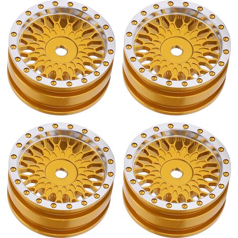 4-teiliger Metallfelgensatz für RC-Cars im Maßstab 1:24 AXIAL SCX24, AXI90081, AXI00001, AXI00002 – Goldfarbenes Felgenzubehör (1/5)