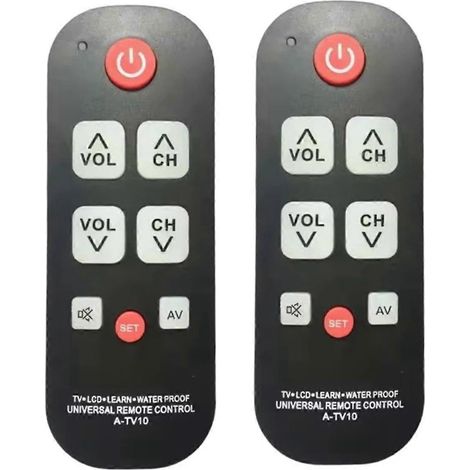 mandos a distancia A-TV10 para personas mayores, mando universal, sencillo, resistente al agua y con luz LED.