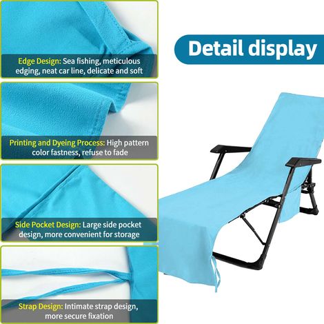 Housse de serviette de Chaise longue, fibre ultrafine de plage avec poches, serviettes Extra longues, Chaise de Salon (1/5)