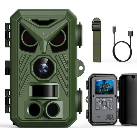 Cámara de vigilancia impermeable IP66, fotos de 48 MP y vídeo de 1080p, tiempo de activación de 0,8 s, visión nocturna infrarroja. (1/5)