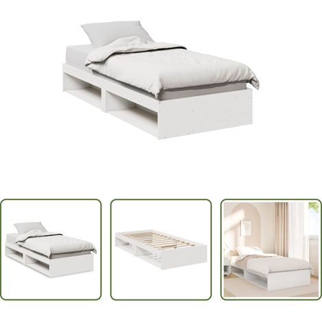 vidaXL Lit sans sommier -  Lit de jour sans matelas blanc 90x190 cm bois de pin massif (1/5)