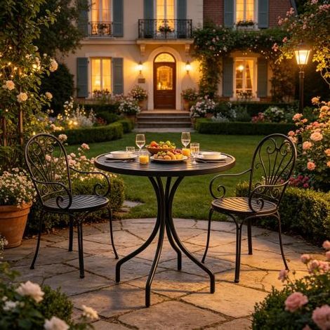 Elegante tavolo da bistrot, tavolo rotondo da patio, tavolino d'appoggio, tavolino da giardino (solo con tavolo da bistrot) Disponibile in loco (1/5)