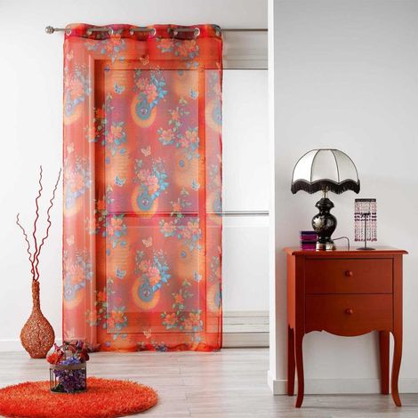 Rideau Voilage à Œillets "Fantasia" 140x280cm Orange (1/2)