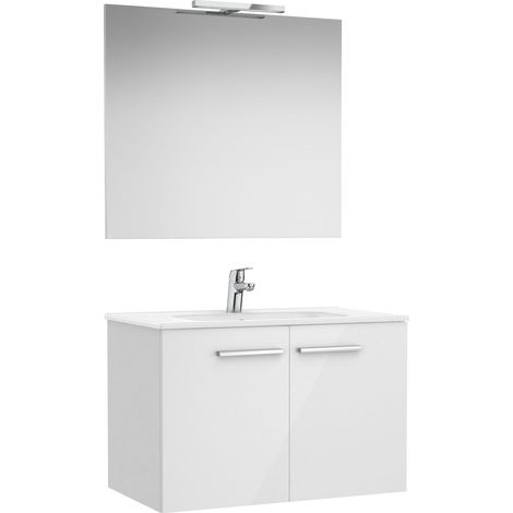 Pack mueble base con puertas + lavabo + espejo + aplique LED VICTORIA - ROCA