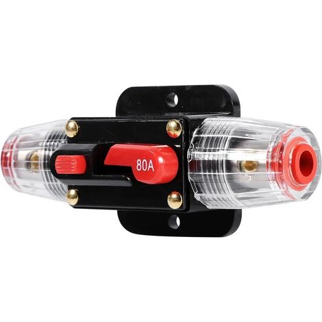 Porte-Fusible Disjoncteur Réinitialisable, 50A-100A, Étanche, 12-24V, Alliage et Plastique, pour Véhicule Bateau Onduleur (1/4)