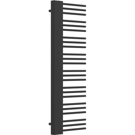 Radiateur sèche-serviettes chauffage salle de bain acier 146 x 45 cm noir (1/5)