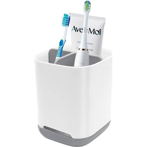 Support amovible 11,7×9,6×9 cm, 3 emplacements + stand dentifrice, pot salle de bain pour brosse et pâte (1/5)