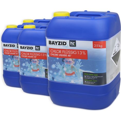 Höfer Chemie 25 kg Chlore liquide 48° pour piscine avec une teneur en chlore actif de 13 à 15% pour l'entretien des piscines et la désinfection de l'eau - Made in Germany