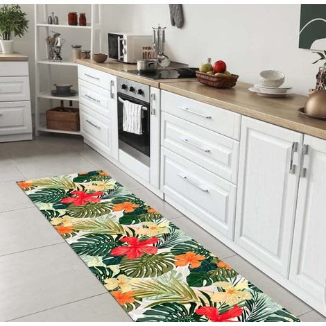 Tappeto da cucina passatoia antiscivolo, antiscivolo, made in italy, antimacchia Tropicale - 50x100 (1/3)