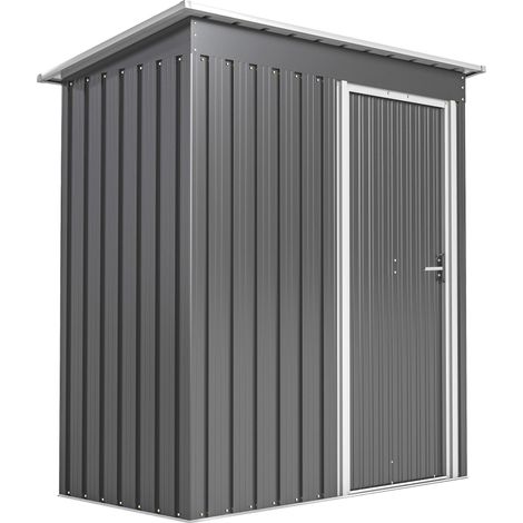 cabane Attrezzi en Tetto Inclinato et porte Scorrevole, en Acciaio e PP, 163x89x182 cm, gris Chiaro