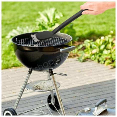 Brosse de nettoyage barbecue en acier inoxydable avec grattoir et poils métalliques (1/5)
