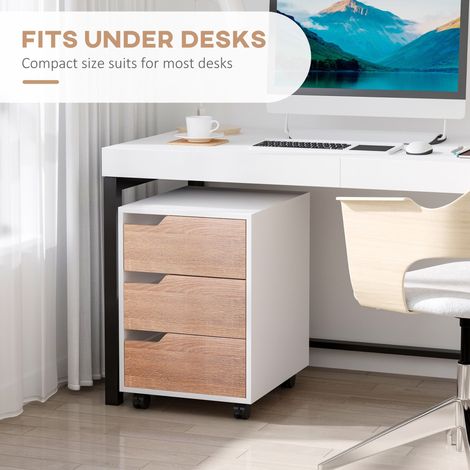 Classeur vertical mobile à 3 tiroirs avec roulettes, support pour imprimante en chêne, rangement pour bureau à domicile (1/5)