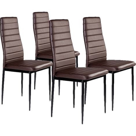 Sedie in ecopelle per soggiorno e sala da pranzo, set da 4, marrone, ModernHome