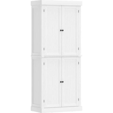 HOMCOM Dispensa Cucina Alta con 2 Ante e 6 Ripiani Regolabili in Legno Bianco