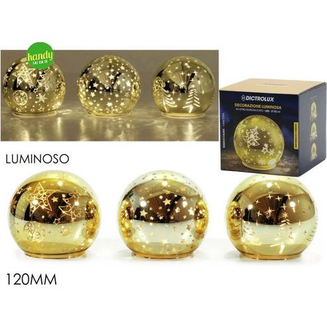 Sfera in Vetro General Trade Oro con Luce Ø 120mm Modelli Assortiti