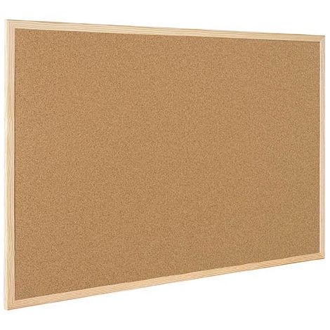 Tableau liège 100% naturel avec cadre en bois de pin – Dimensions 120 x 90 cm – Fixations murales fournies – Capacité jusqu'à 16 feuilles A4 – Bi-Office