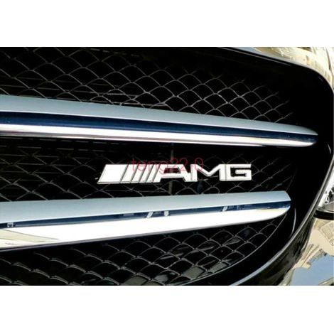 Hochwertiges AMG-Kühlergrillemblem aus silberfarbenem Chrommetall für Mercedes-Benz