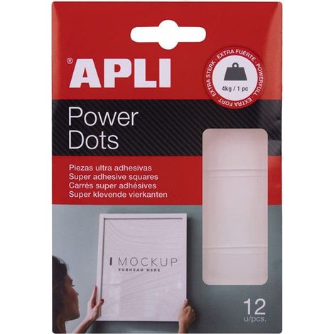 Adhésif double face rectangle Apli Power Dots 12 unités