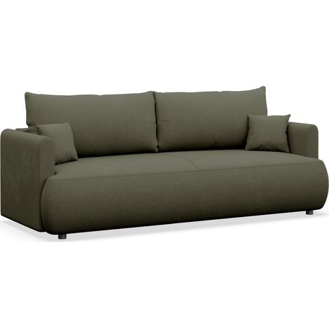 Selsey Ovo Mini – 3-Sitzer Schlafsofa mit Bettkasten, Olivgrün, Chenille Easy Clean (1/5)