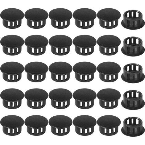 [JAMAIS UTILISÉ] Embouts d'insertion - Embouts de fixation ronds verrouillables - Pour tubes de poteaux de clôture de meubles - 18 mm, 30 unités - Noir (1/4)