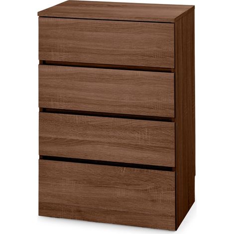 Iris Ohyama, Chiffonier, Buffet, Armoire de chambre, Meuble de rangement, Commode Multifonction, 4 tiroirs coulissants, Moderne, Robuste, Salon - Wooden Chest WCH 590- Marron