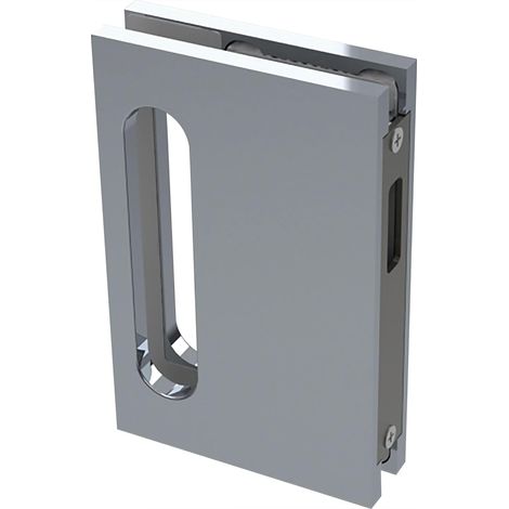 Contre-boîte de porte coulissante en verre compatible avec serrure de porte en verre avec loquet arqué, effet aluminium et acier inoxydable (1/3)