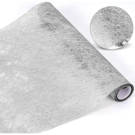 Rouleau de tulle organza de 30 cm x 5 m, tissu non tissé, chemin de table argenté