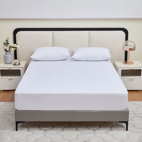 Coprimaterasso impermeabile 160x200x30 cm, coprimaterasso traspirante, coprimaterasso in microfibra, impermeabile, lavabile, bianco (1/4)