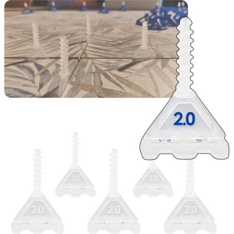 Lot Croisillon Carrelage Autonivelant 2mm x200 - Sans Cadran réutilisable I Facile pour Bricoleur et Carreleur Outil de Nivellement + Cale Carrelage Sol et Mur I Carreaux épaisseur 3-19mm Joint 2mm (1/5)