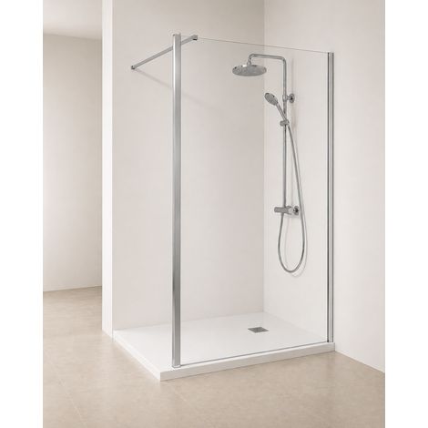 Onbath's Paroi de douche 90x195 en verre securit 6mm transparent Easy Clean - Accessoires en chromé