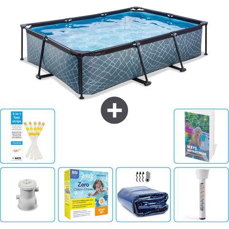 Exit Pool Rechteckig - Steinoptik - 300x200x65 cm - 7-teilig S184